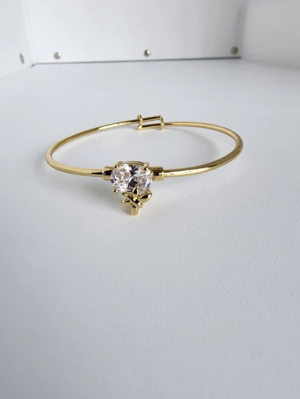 Gold Plated Butterfly CZ Bangle Bracelet Girls Kids 40mm Gift Jewelry